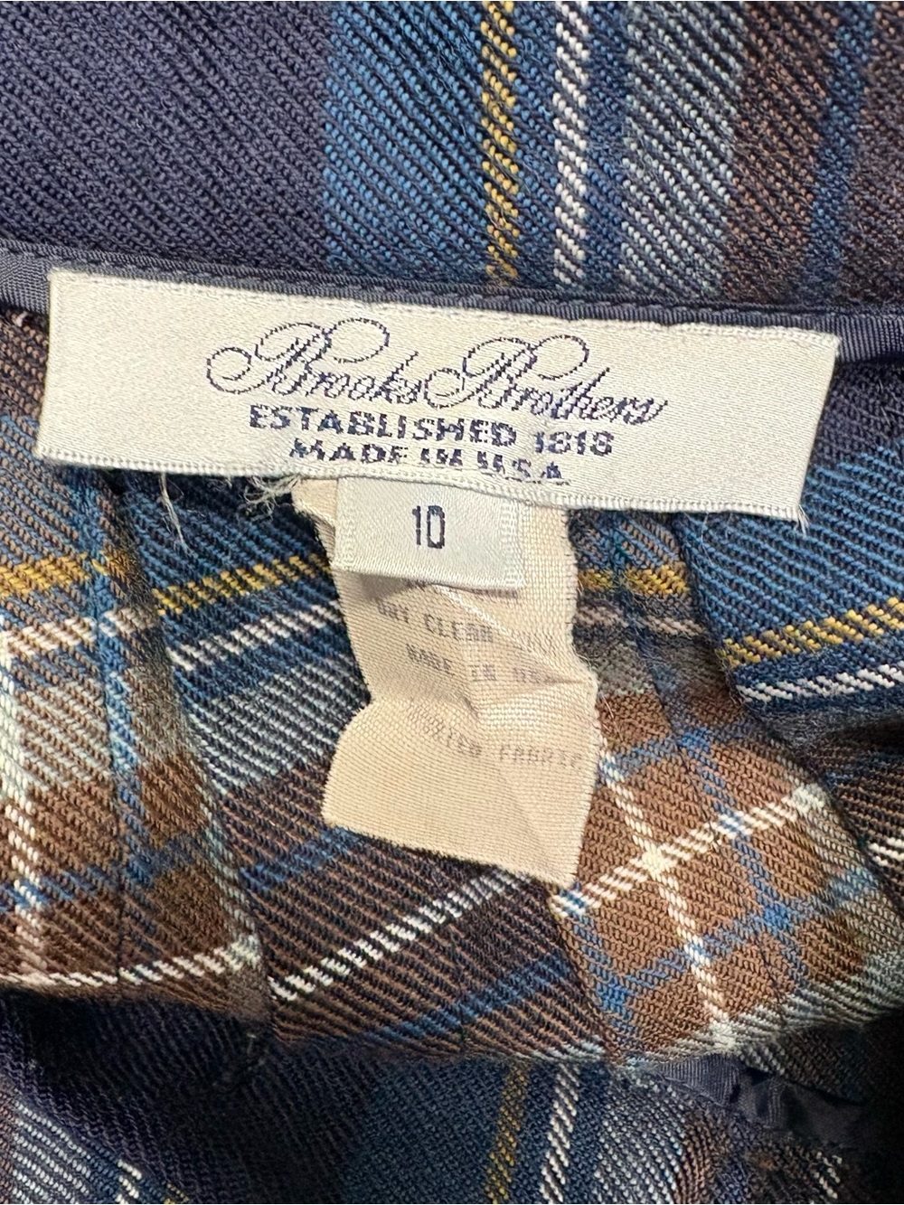 VTG Brooks Brothers Kilt Skirt Womens 10 Blue Plaid Pleated USA Made Preppy - Picture 4 of 6